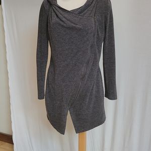 Sweet rain hooded tunic off center zipper coat